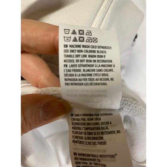 American Eagle Sweat Jacket with Hood Woman's Sz M White & Gray Zip Up - Picture 4 of 8